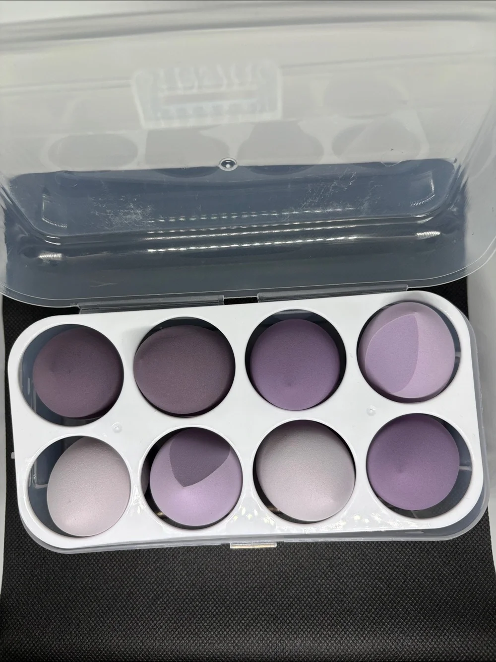 Set of Lavender Makeup Blenders in Clear Storage Case